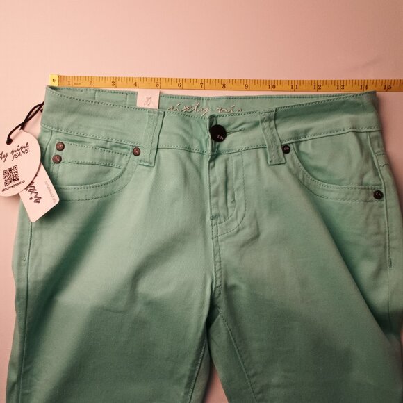 NWT Sixty Nine Jeans Size 29/8 Low Rise Skinny Leg Mint Green Color - Picture 7 of 10